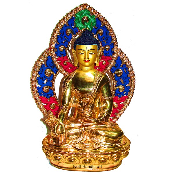 12″Full gold plated Medicine Buddha with frame – Jyoti Handicraft